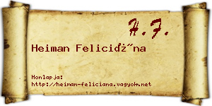 Heiman Feliciána névjegykártya